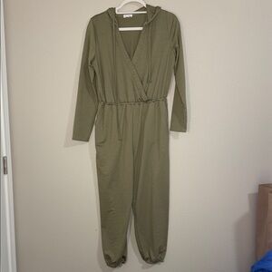 Stitch & Pine Olive Green Jumpsuit with hood and pockets jogger bottoms